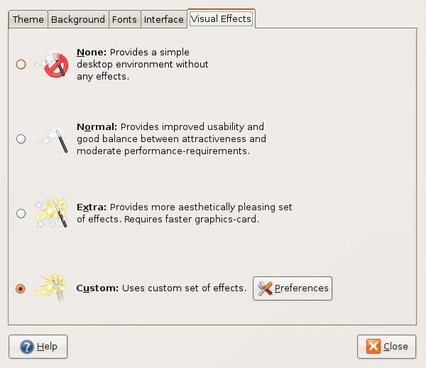 Desktop appearance